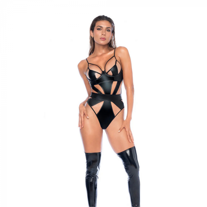 Bodysuit - S - Glanzend Zwart - Afbeelding 2