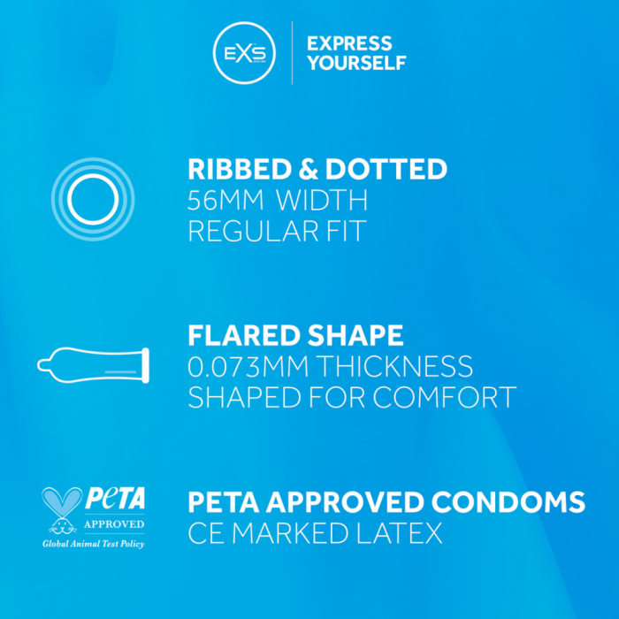 EXS Ribbed Dotted en Flared - Condoms - 3 Stuks - Afbeelding 2