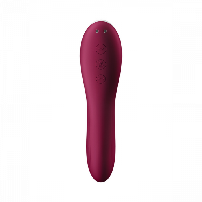 Dual Crush - Invoegbare Dubbele Luchtdruk Vibrator - Wijnrood - Afbeelding 4