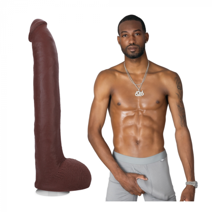 Hollywood Cash - Realistische ULTRASKYN Dildo - 11 / 29 cm - Chocolade - Afbeelding 5