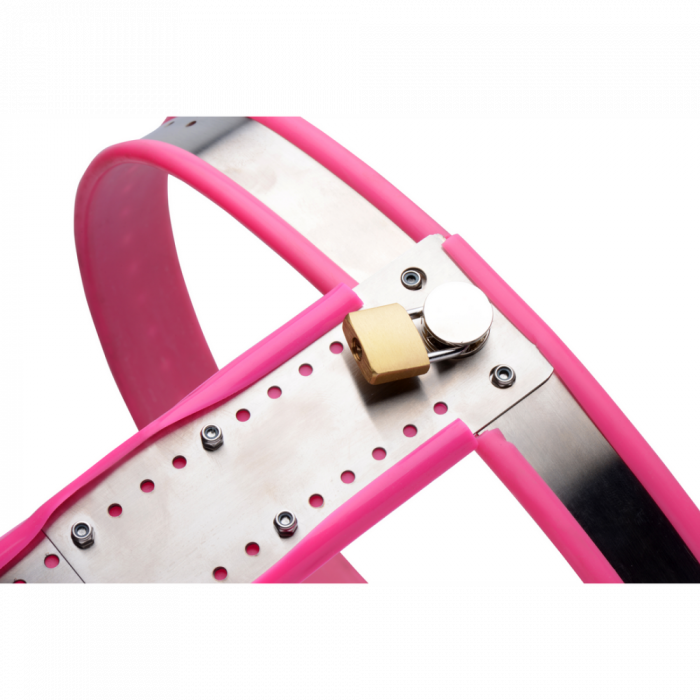 Roestvrijstalen Verstelbare Vrouwen Kinky Chastity Belt - Roze - Afbeelding 4