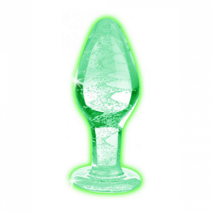 Glow-In-The-Dark - Glas Buttplug - Groot - Afbeelding 5