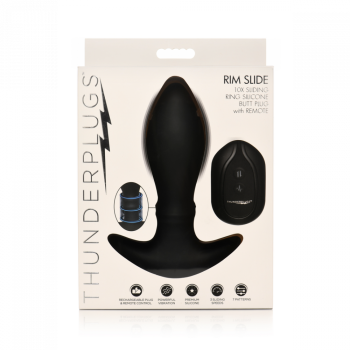 Rim Slide - Sliding Ring Silicone Butt Plug - Zwart - Afbeelding 2