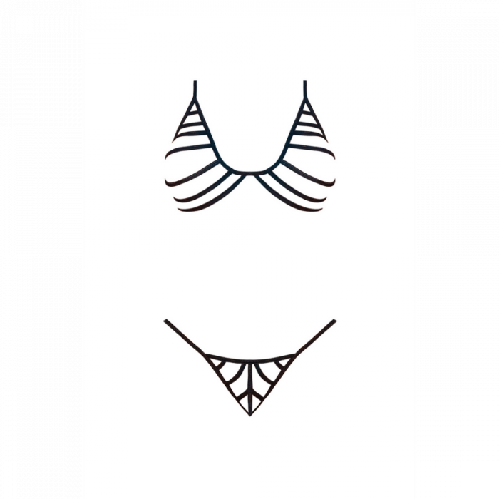 Bh en G-string Set met Bandjes - L/XL - Zwart - Afbeelding 4