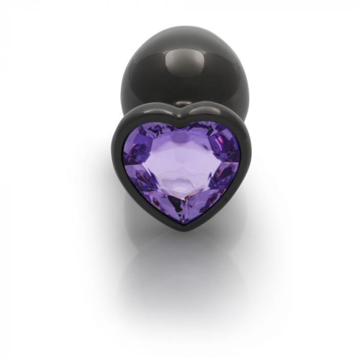 Heart Gem Butt Plug - Large - Gunmetal/Amethyst Paars - Afbeelding 4