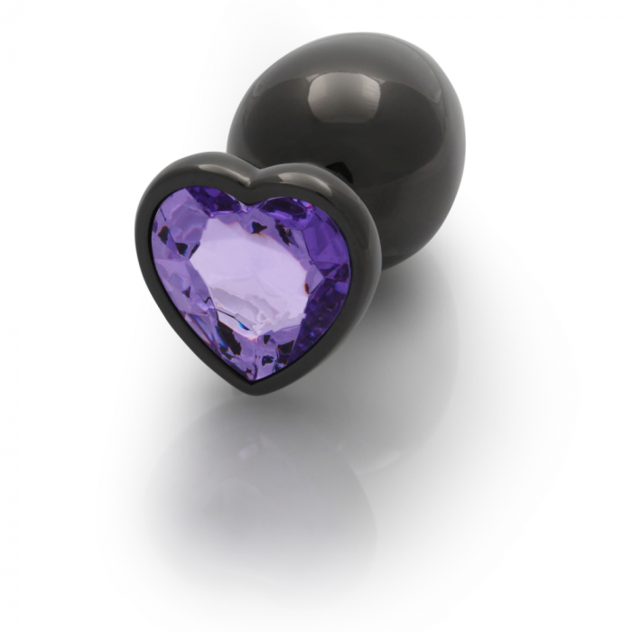 Heart Gem Butt Plug - Large - Gunmetal/Amethyst Paars - Afbeelding 5