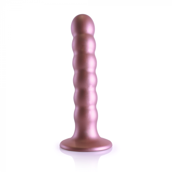 Beaded Silicone G-Spot Dildo - 5'' / 13 cm - Roségoud - Afbeelding 3