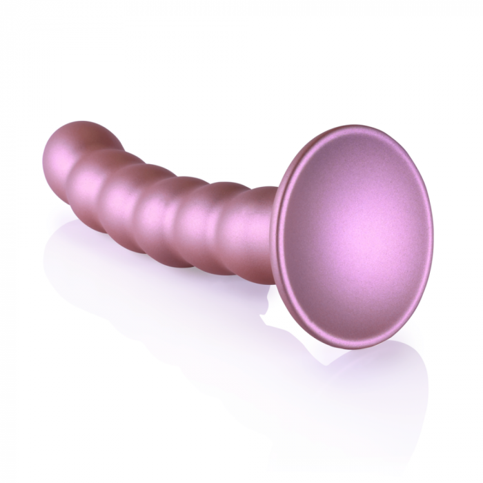 Beaded Silicone G-Spot Dildo - 5'' / 13 cm - Roségoud - Afbeelding 4