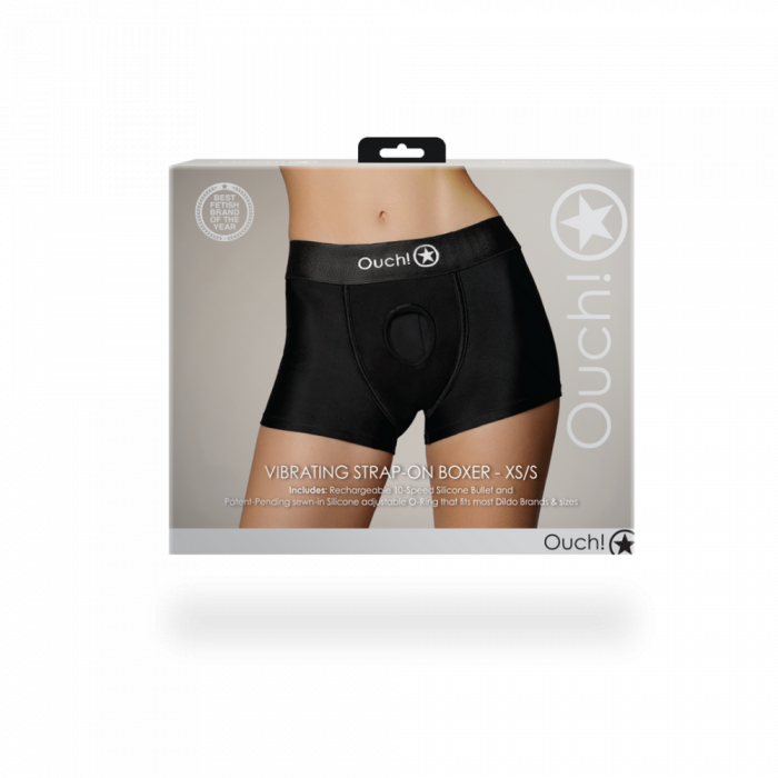 Vibrerende Strap-on Boxer - XS/S - Zwart - Afbeelding 2