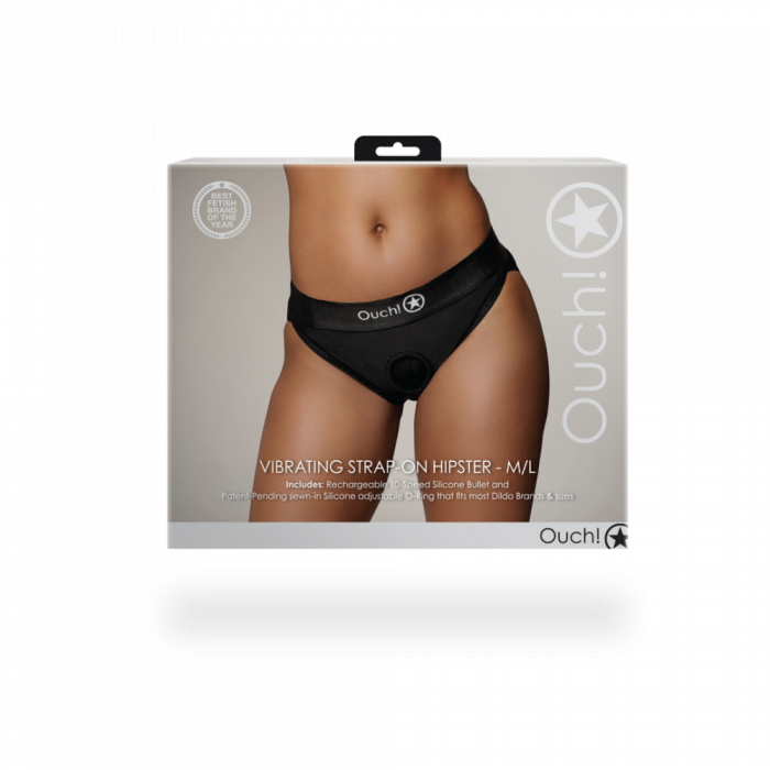 Vibrerende Strap-on Hipster - M/L - Zwart - Afbeelding 2
