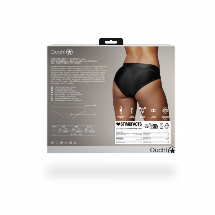 Vibrerende Strap-on Hipster - M/L - Zwart - Afbeelding 3