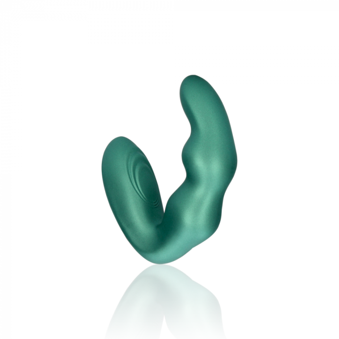Bent Vibrating Prostate Massager met Afstandsbediening - Metallic Groen - Afbeelding 5
