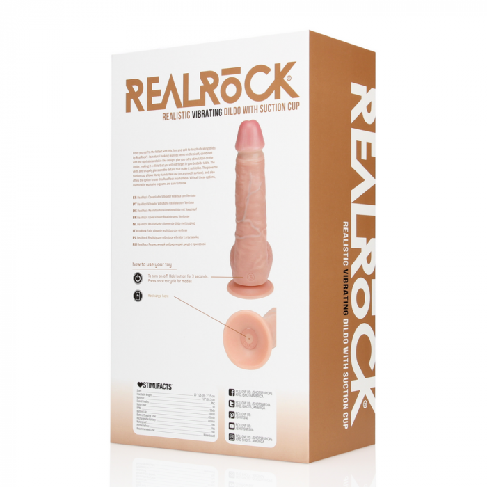Vibrerende Reguliere Rechte Penis met Ballen - 9 / 23 cm - Vlees - Afbeelding 2