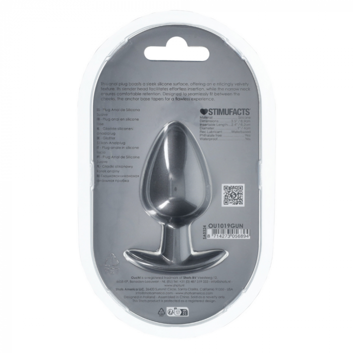Zachte Siliconen Anale Plug - Groot - 3,5 / 8,9 cm - Gunmetal - Afbeelding 2