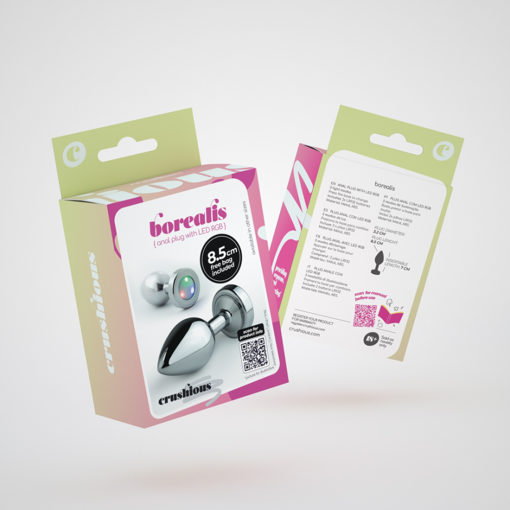 Borealis - Metalen Anale Plug met LED RGB - Medium - Zilver - Afbeelding 2