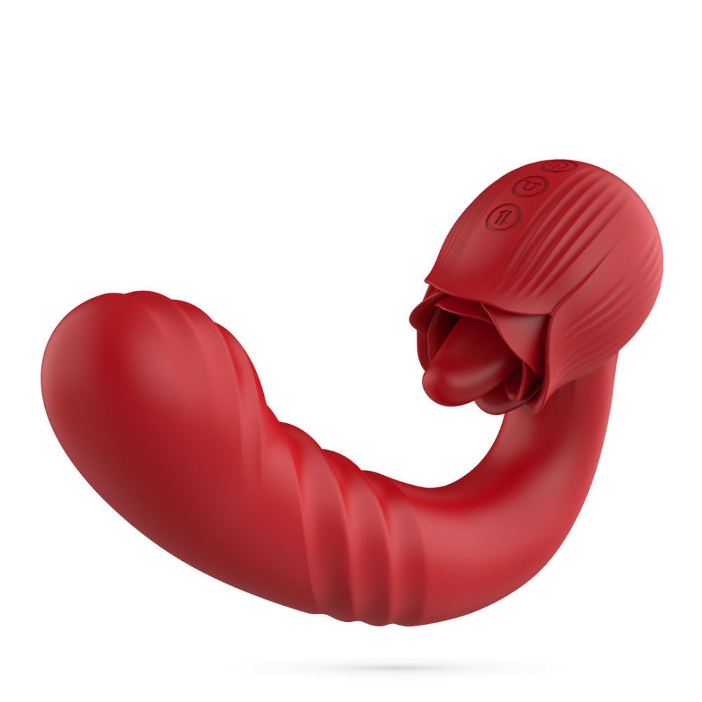 Osiria - Duwende en Likkende Rozen Vibrator - Rood - Afbeelding 3