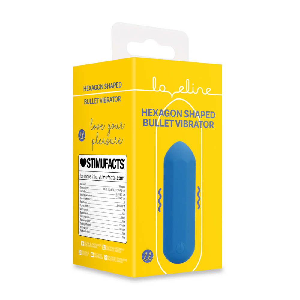 Hexagon Vorm Bullet Vibrator - Jetset Blauw - Afbeelding 2