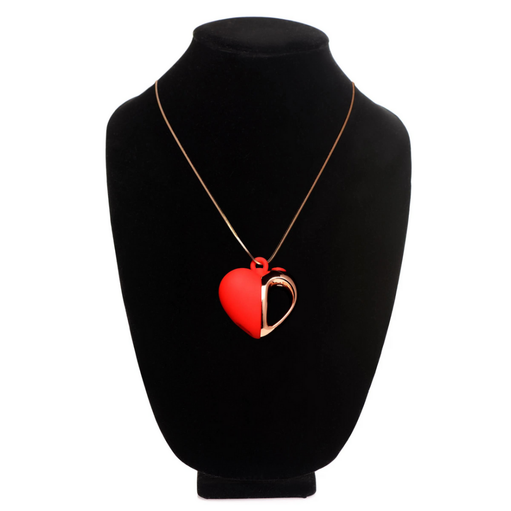 Vibrerende Silikon Hart Ketting - Rood - Afbeelding 4