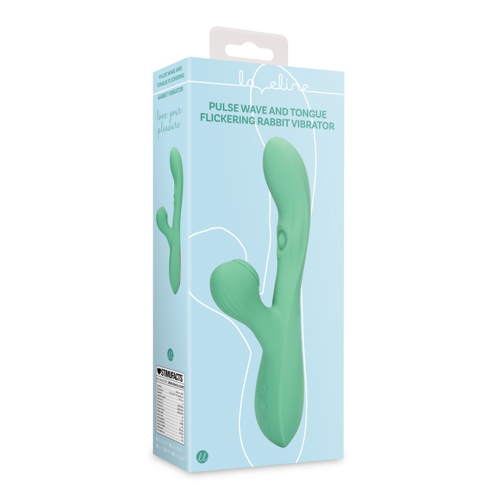 Pulse Wave en Tongue Flickering Rabbit Vibrator - Blue Grass - Afbeelding 2