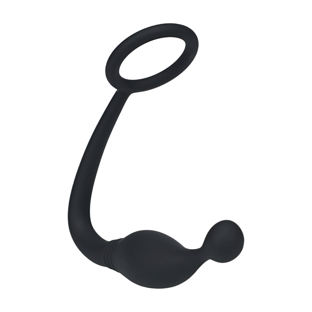 Siliconen Cockring met Prostaatstimulator - S - Zwart - Afbeelding 5