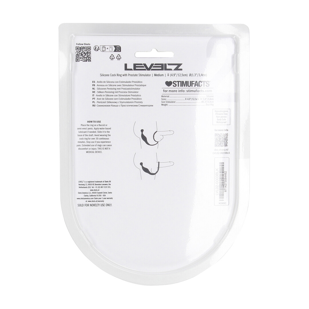 Siliconen Cockring met Prostaatstimulator - M - Zwart - Afbeelding 3