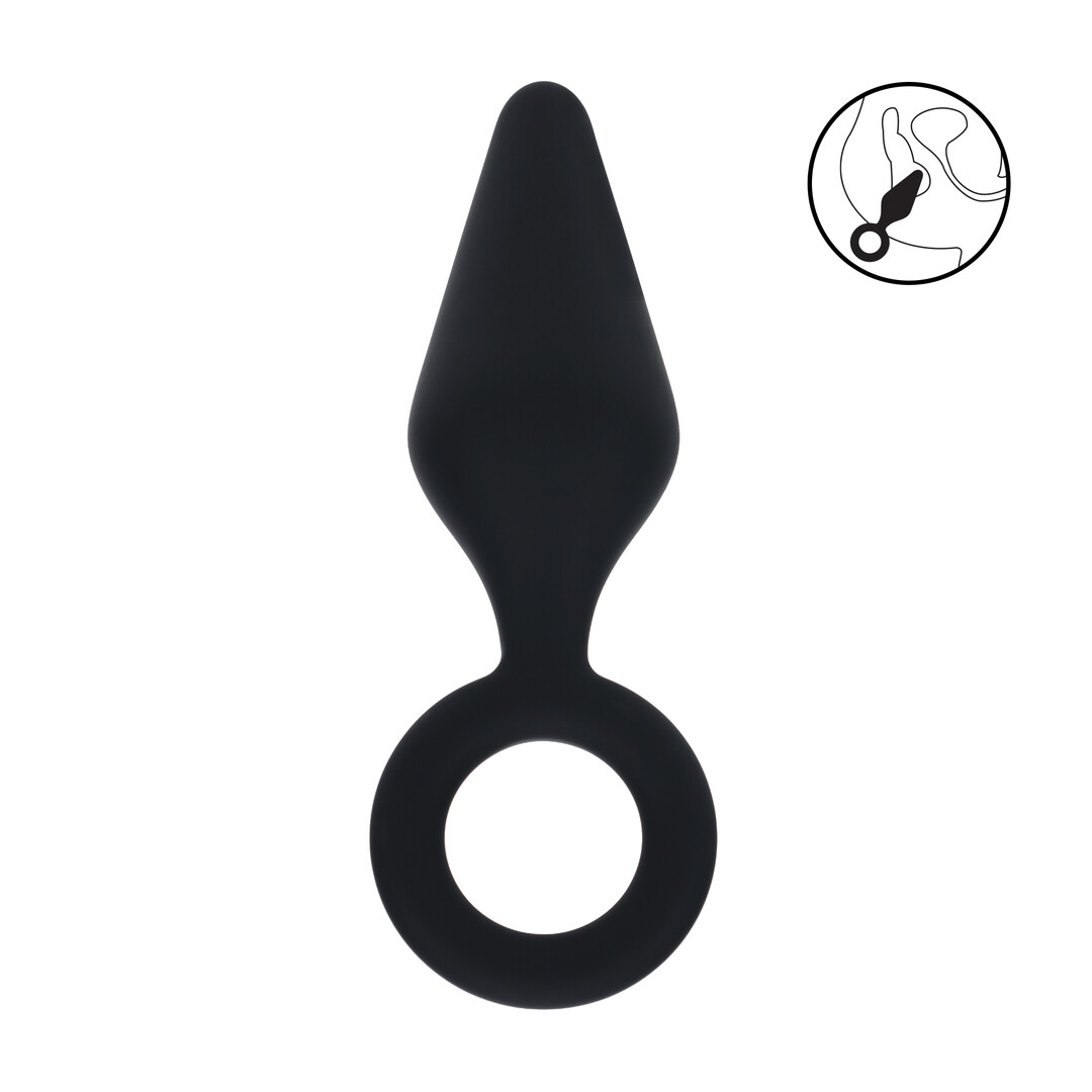 Siliconen Anale Plug met Lus - M - Zwart