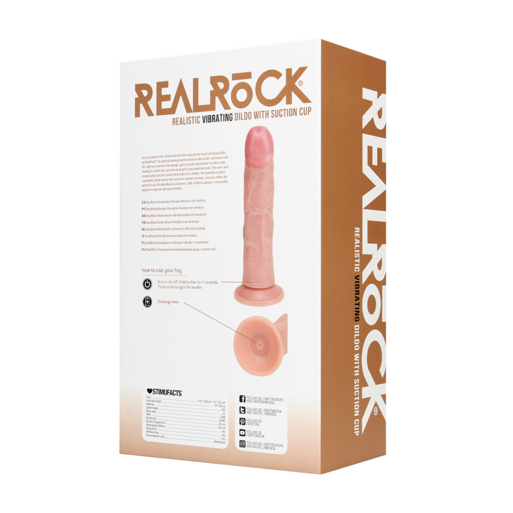 Vibrerende Reguliere Gebogen Dildo - 8 / 20,5 cm - Vlees - Afbeelding 3