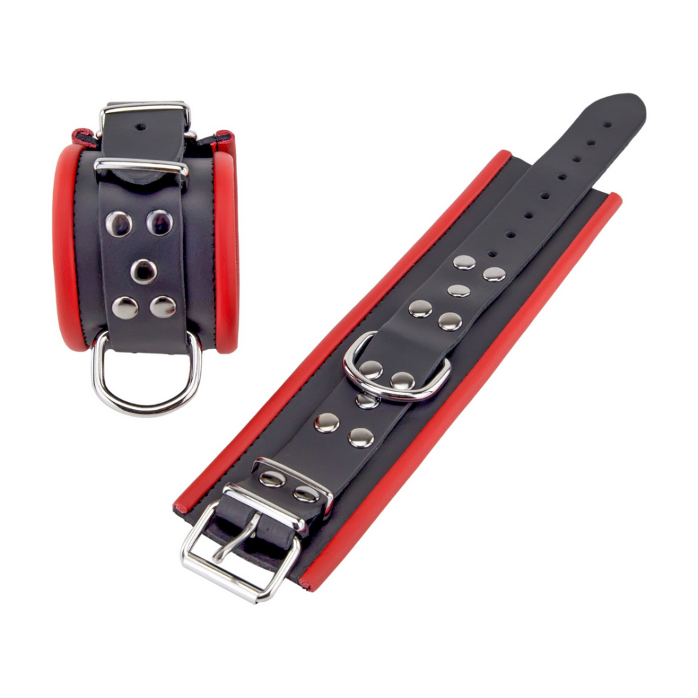 Leren Handboeien - Rood/Zwart - Afbeelding 2