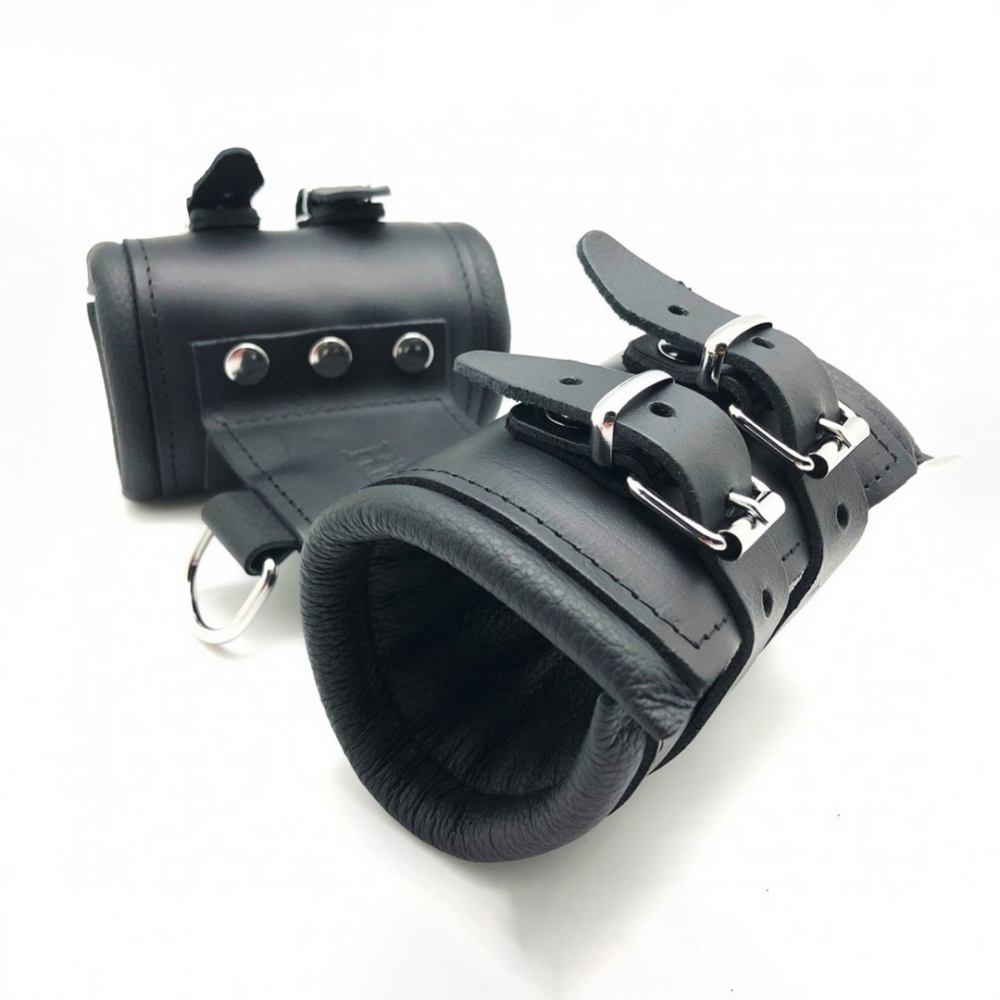 Leren Dubbele Handboeien - Zwart - Afbeelding 2