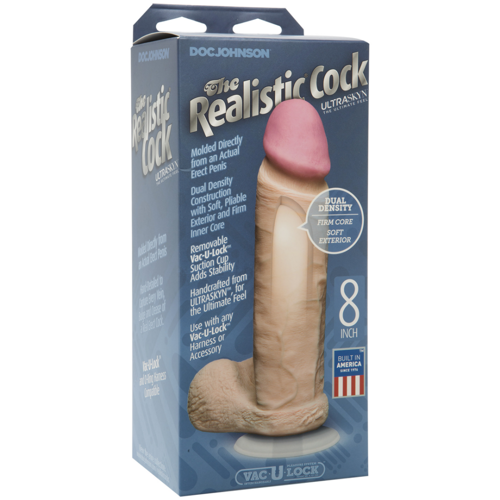 Realistische Cock met Ballen - Verwijderbare Vac-U-Lock Zuignap - ULTRASKYN - 8 / 21 cm - Vanille - Afbeelding 2
