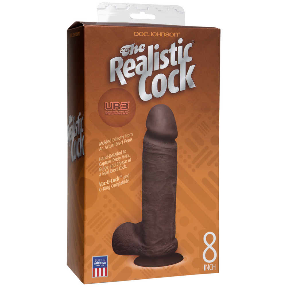 Realistische Cock met Ballen - Verwijderbare VacULock Zuignap - ULTRASKYN - 8 / 21 cm - Chocolade - Afbeelding 2