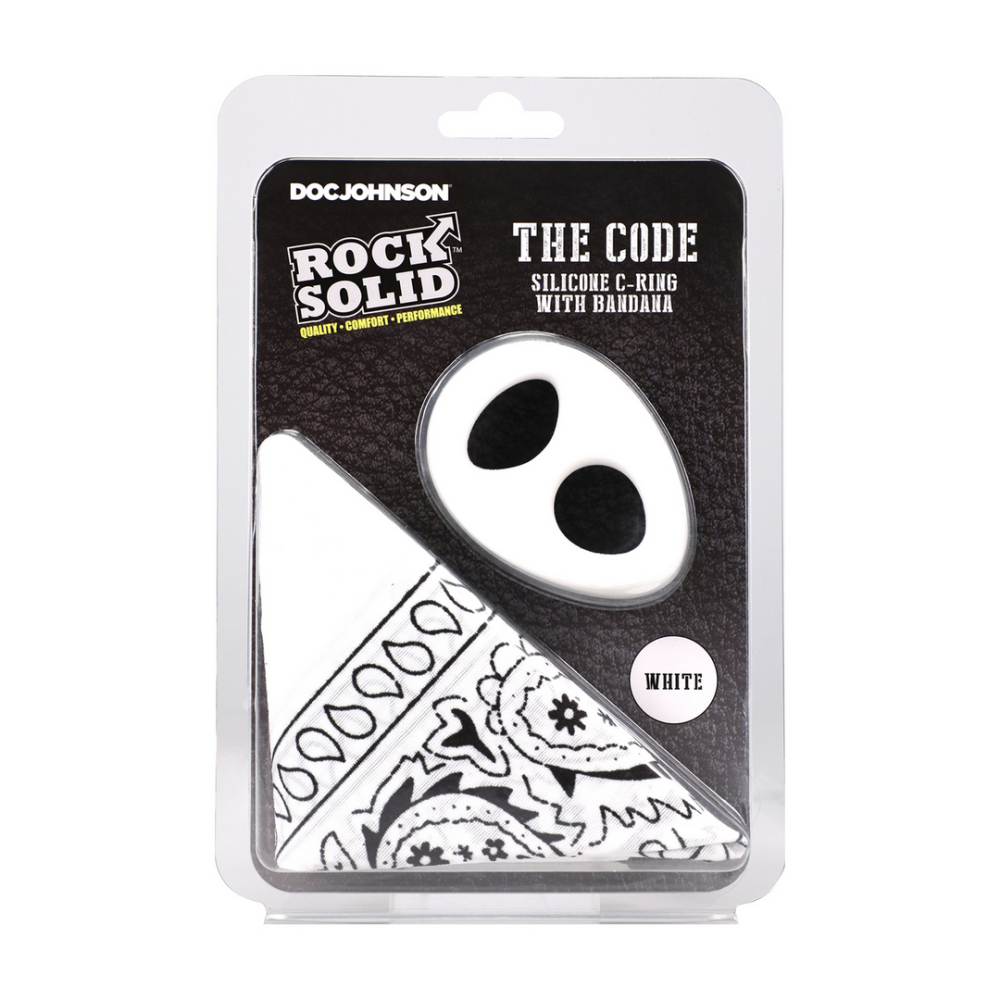 The Code - Siliconen Cockring met Bandana - Wit - Afbeelding 2