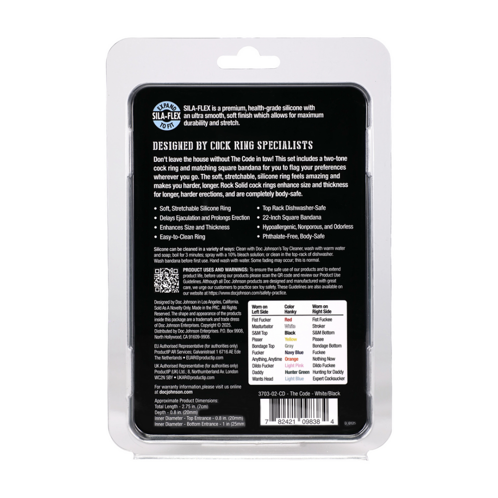 The Code - Siliconen Cockring met Bandana - Wit - Afbeelding 3
