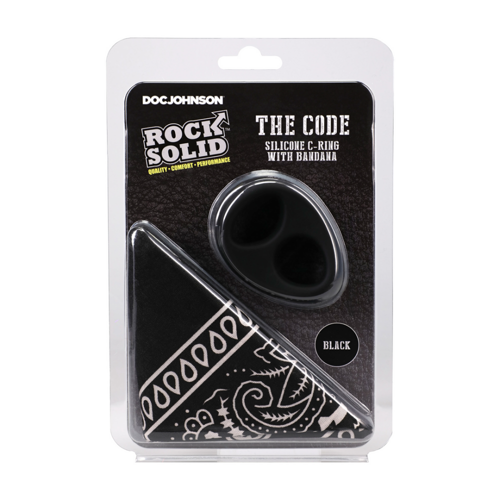 The Code - Siliconen Cockring met Bandana - Zwart - Afbeelding 2