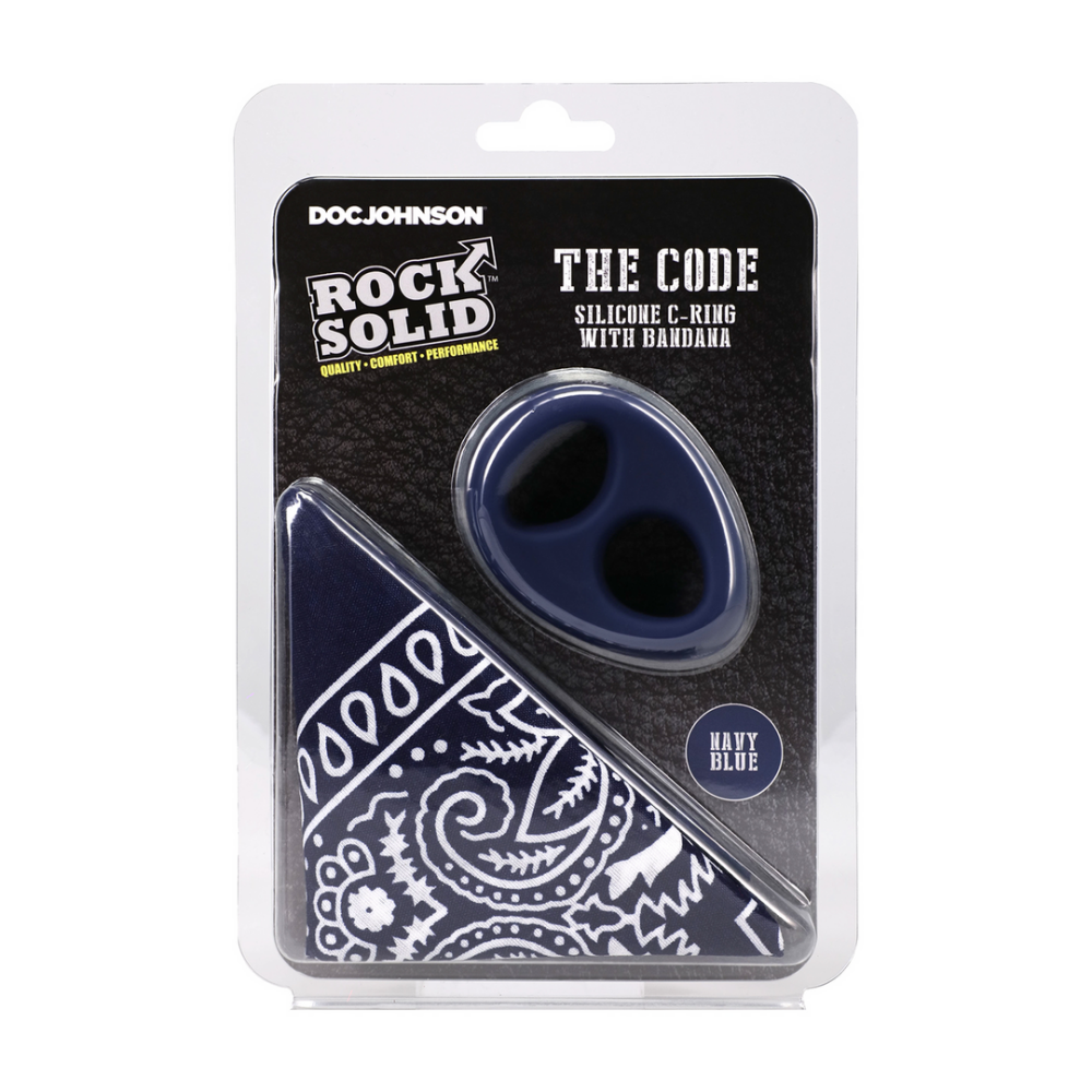 The Code - Siliconen Cockring met Bandana - Marineblauw - Afbeelding 2