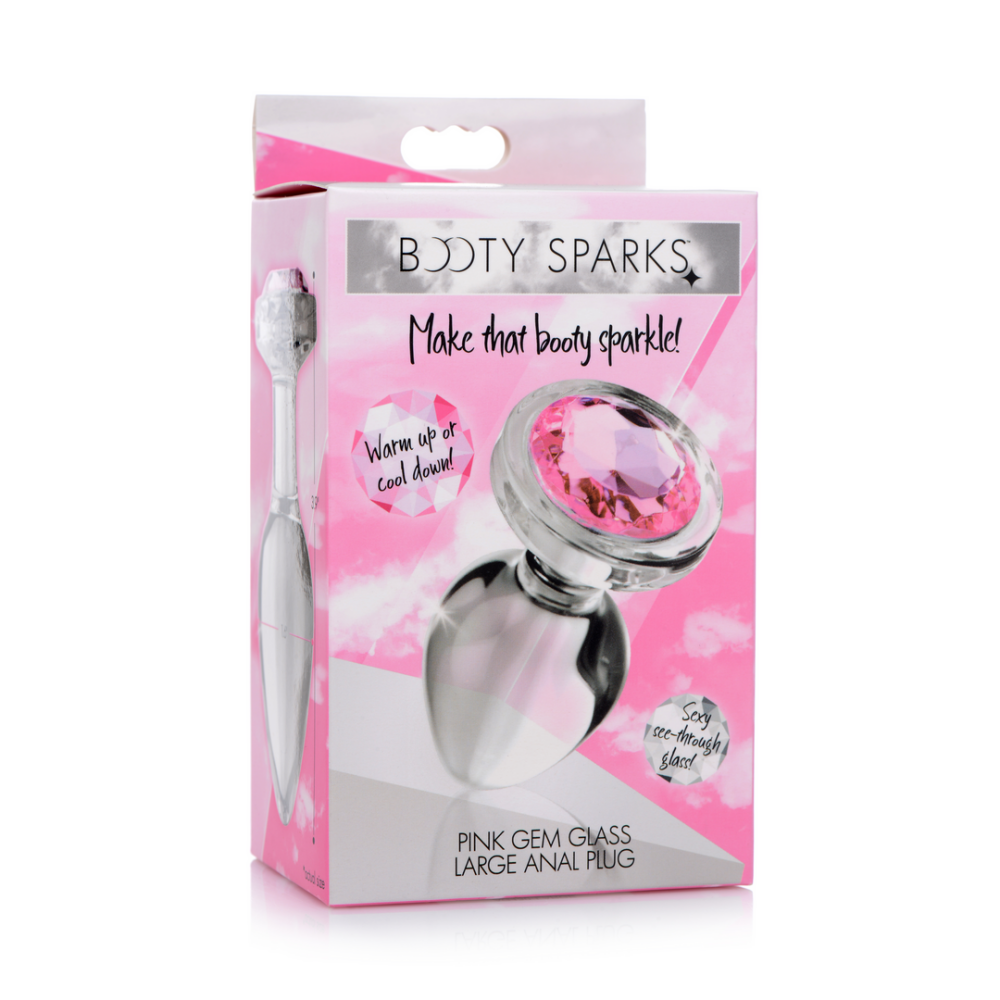 Roze Edelsteen - Glas Anaal Plug - Groot - Afbeelding 2