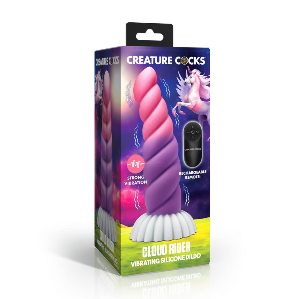 Cloud Rider - Vibrerende Eenhoorn Siliconen Dildo - Paars/Roze - Afbeelding 2