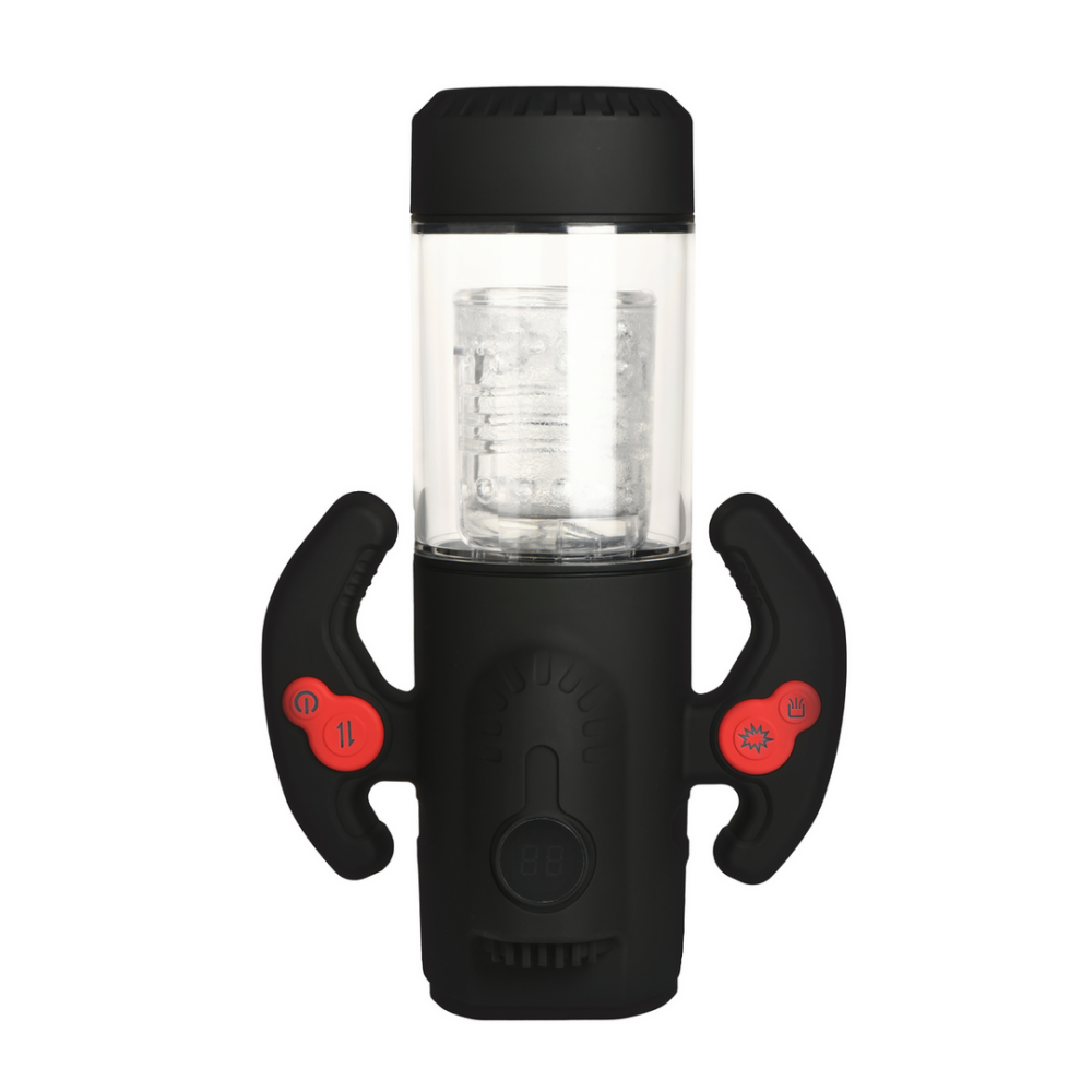 Turbo Max - Draaien, Duwen en Zuigen Masturbator - Transparant/Zwart - Afbeelding 4