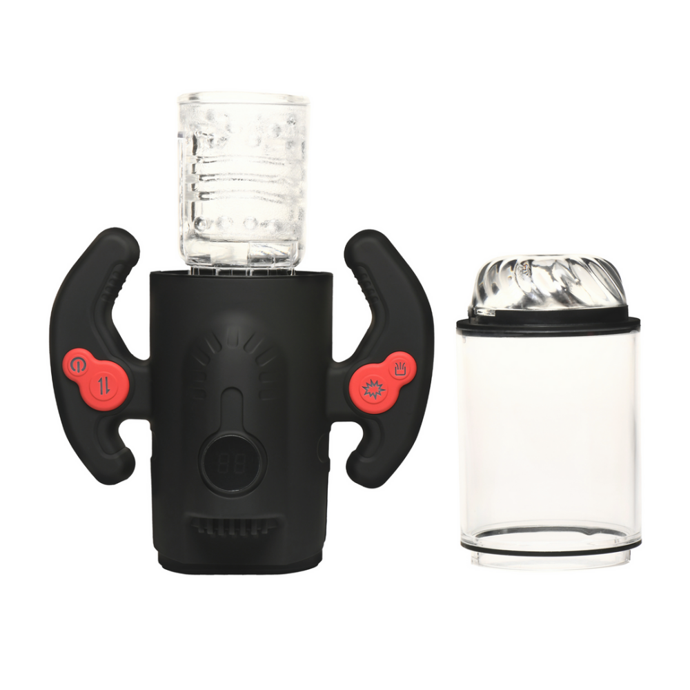 Turbo Max - Draaien, Duwen en Zuigen Masturbator - Transparant/Zwart - Afbeelding 5