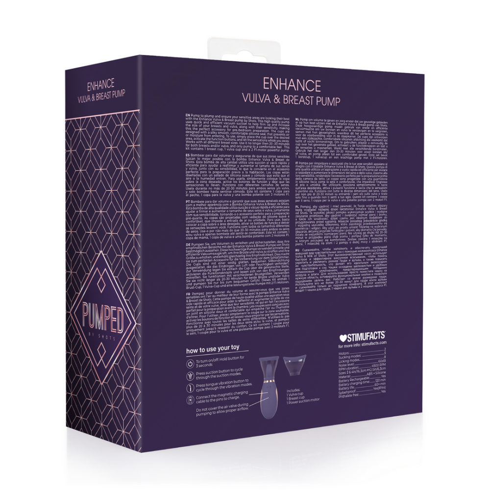 Enhance - Oplaadbare Vulva en Borst Pomp - Paars - Afbeelding 3