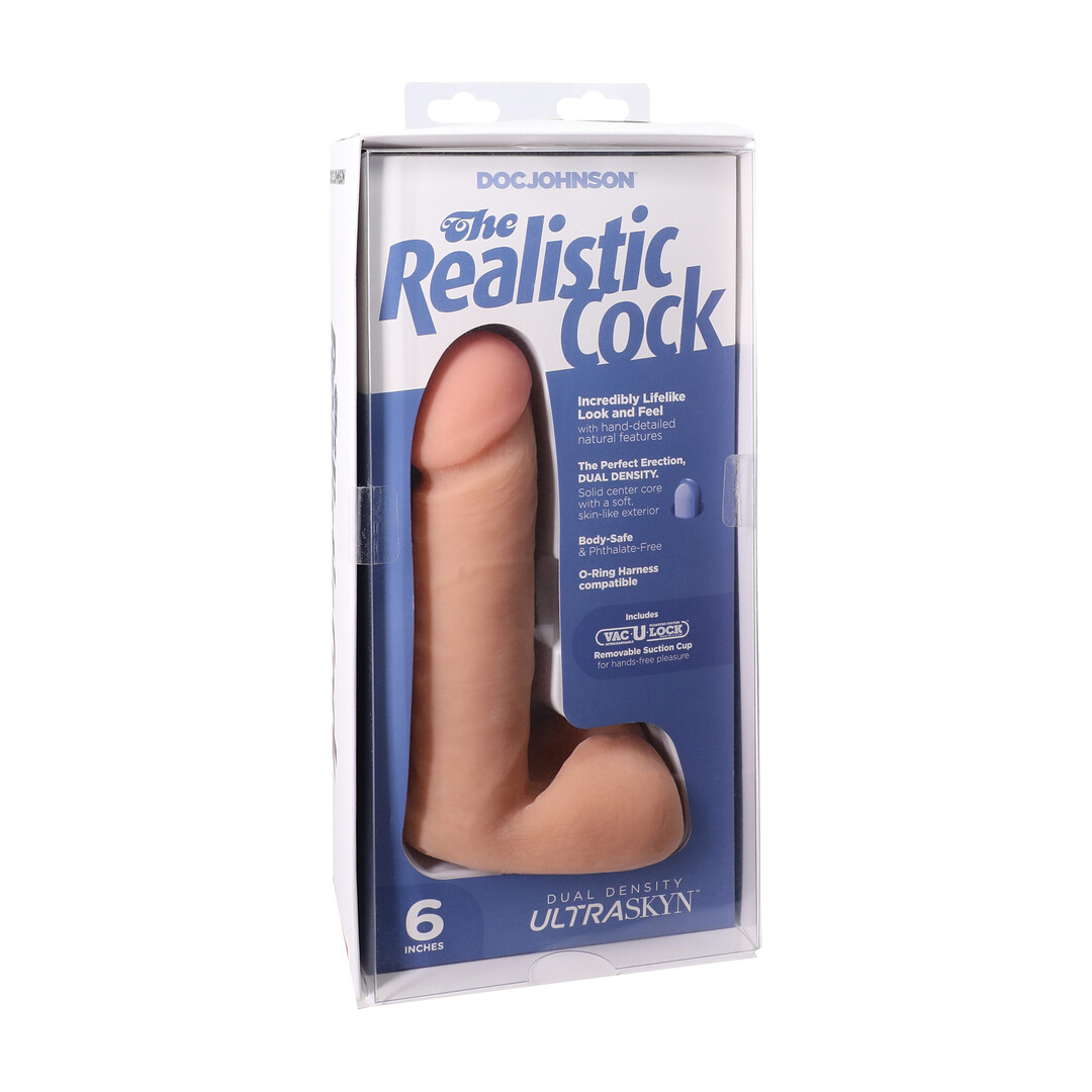 Realistic Cock met Ballen - Verwijderbare Vac-U-Lock Zuignap - ULTRASKYN - 6 / 16,5 cm - Vanille - Afbeelding 2
