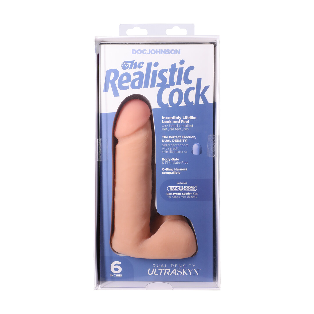 Realistic Cock met Ballen - Verwijderbare Vac-U-Lock Zuignap - ULTRASKYN - 6 / 16,5 cm - Vanille - Afbeelding 3