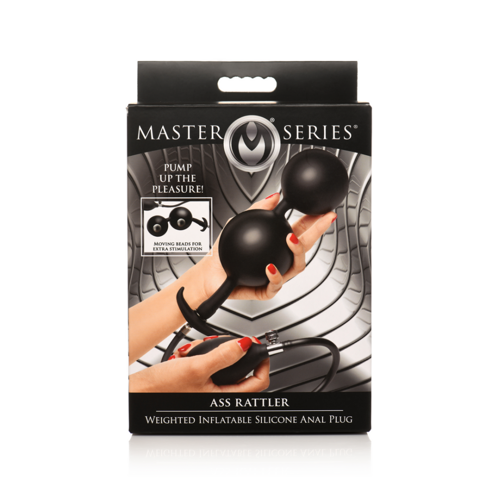 Ass Rattler - Gewogen Opblaasbare Siliconen Anale Plug - Zwart - Afbeelding 3