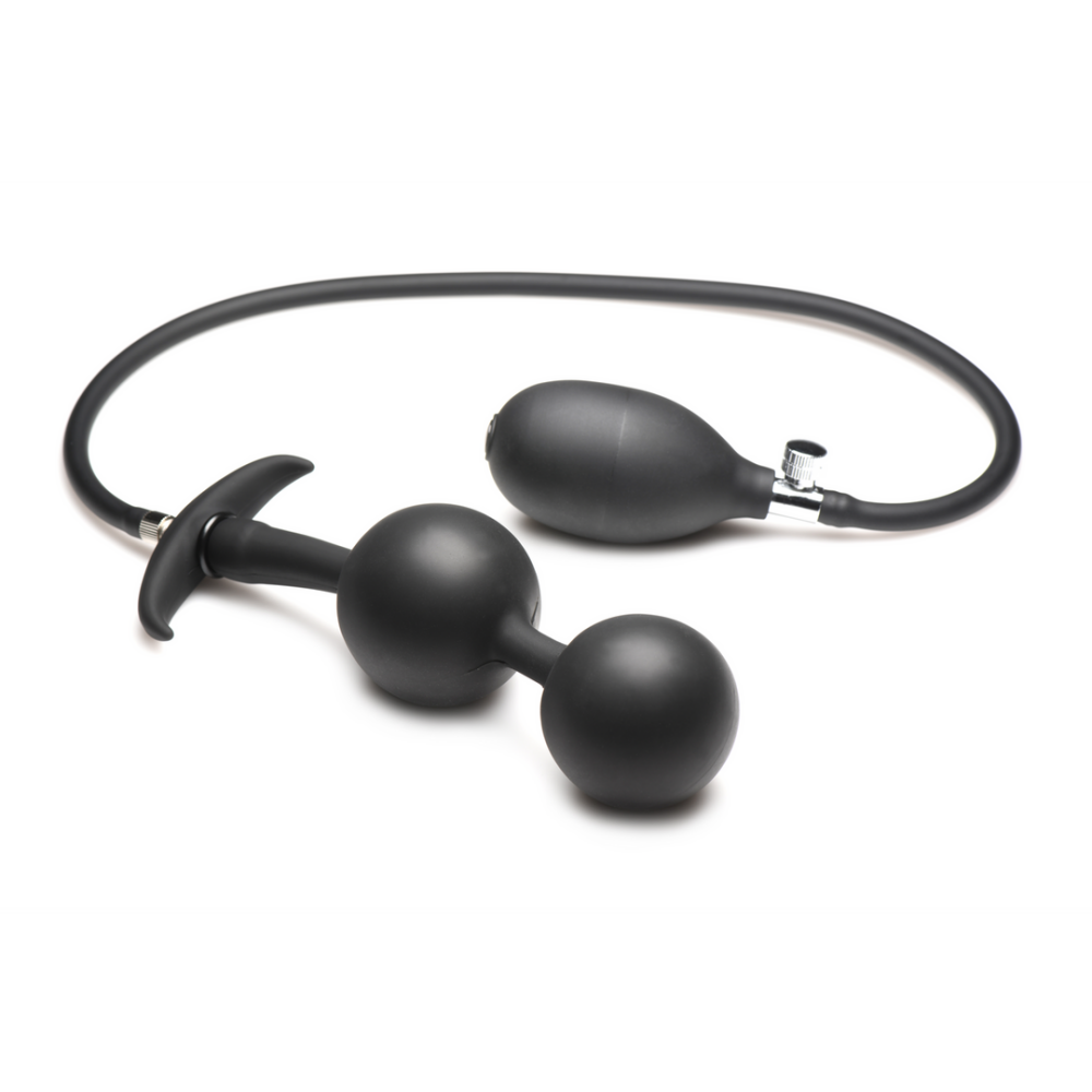 Ass Rattler - Gewogen Opblaasbare Siliconen Anale Plug - Zwart - Afbeelding 4