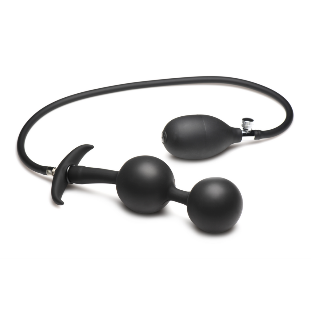 Ass Rattler - Gewogen Opblaasbare Siliconen Anale Plug - Zwart - Afbeelding 5