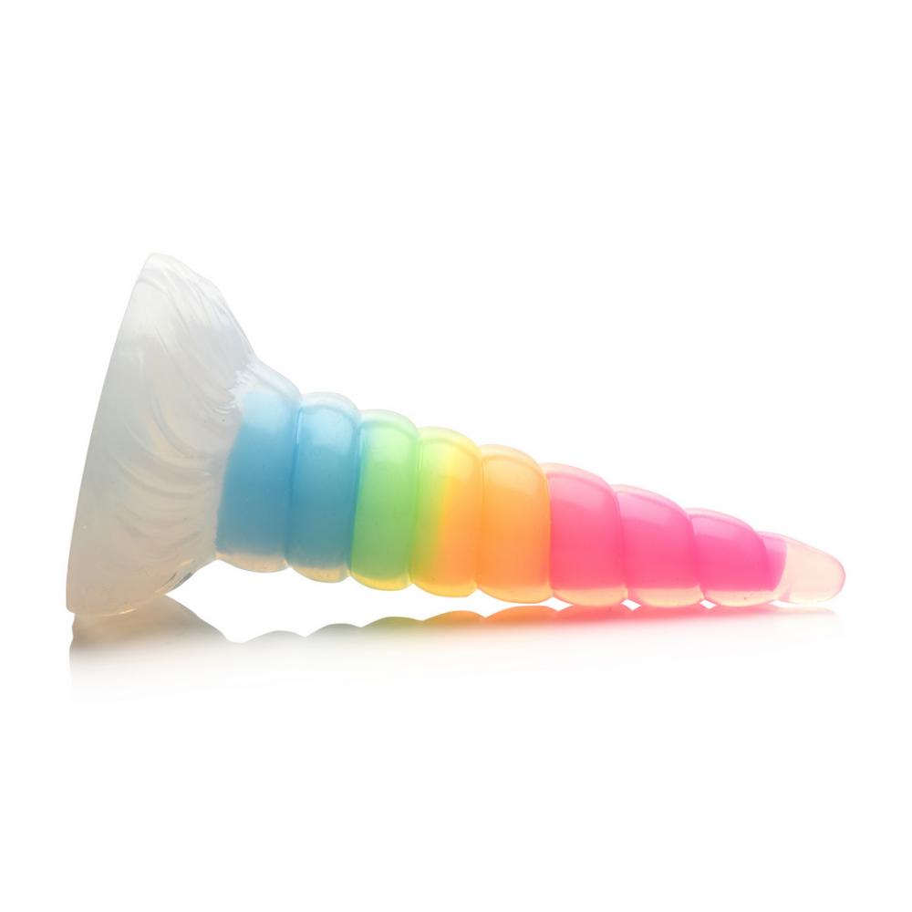 UniGlow - Glow-in-the-Dark Regenboog Siliconen Dildo - Afbeelding 5