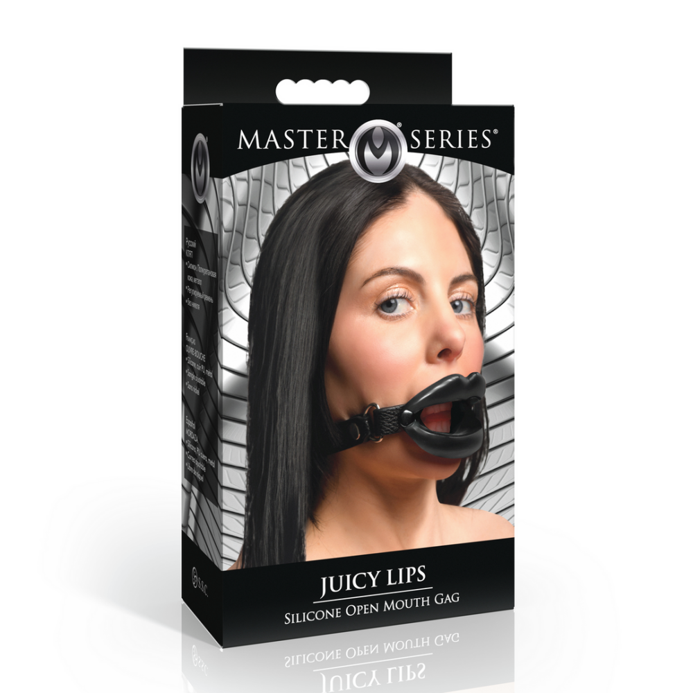 Juicy Lips - Siliconen Open Mond Gag - Zwart - Afbeelding 2