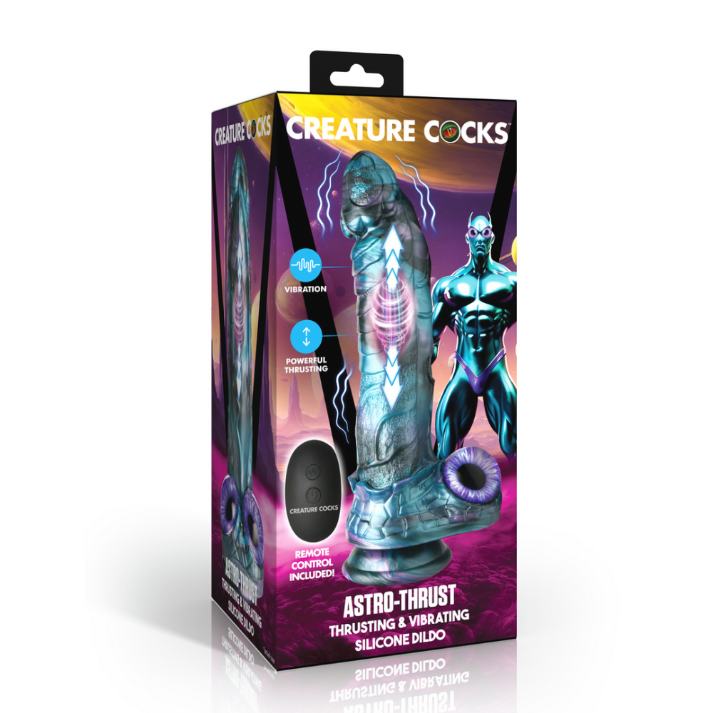 Astro-Thrust - Duwende en Vibrerende Siliconen Dildo - Blauw/Paarse - Afbeelding 2