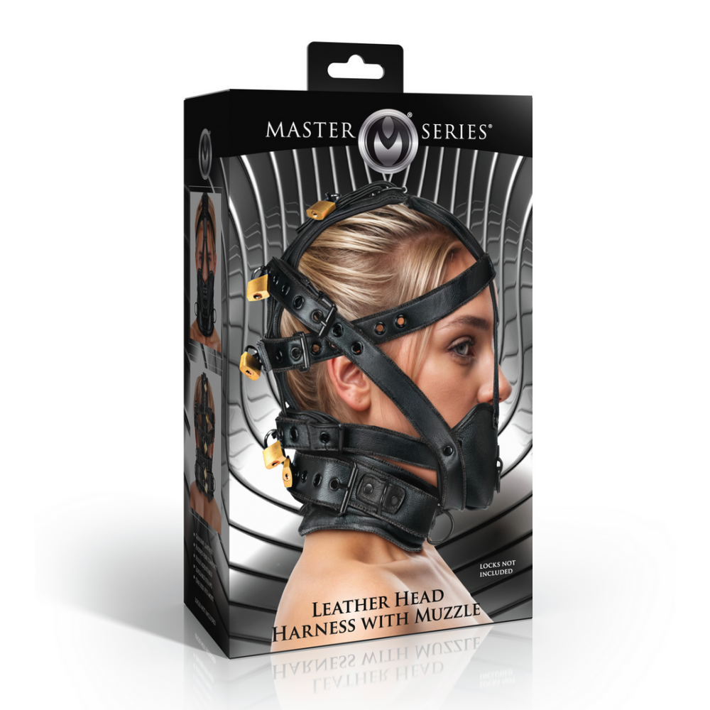 Leren Hoofdharnas met Muilkorf - Zwart - Afbeelding 2