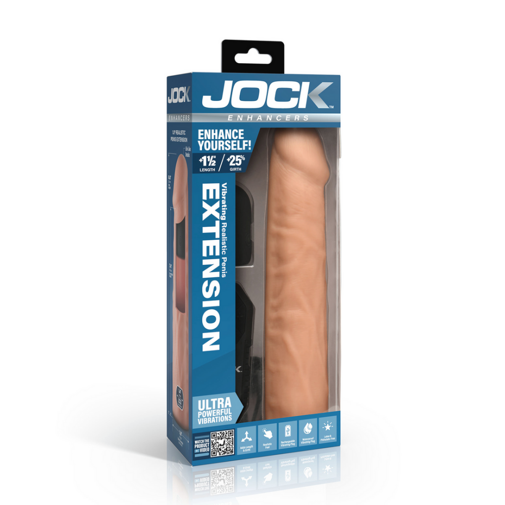 Verlengstukken - Vibrerende Realistische Penisverlenging met Afstandsbediening - Licht - Afbeelding 2